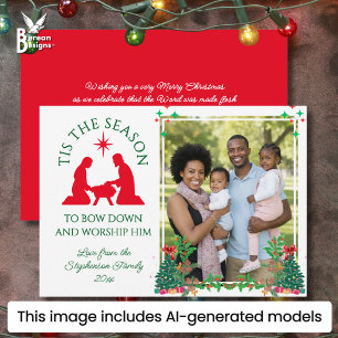 TIS THE SEASON Modern Family Photo Christmas Holiday Card
