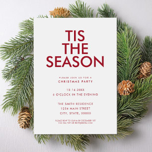 Tis The Season Modern Minimalist Christmas Party Invitation