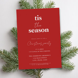 Tis The Season Modern Minimalist Christmas Party Invitation
