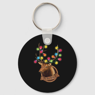 Tis The Season Mounted Reindeer With Christmas Lig Key Ring