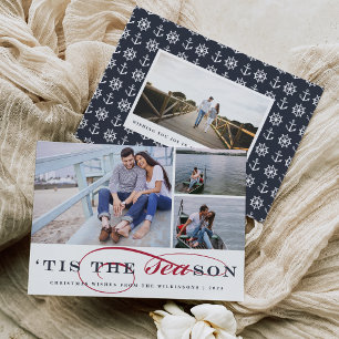 Tis the Season   Nautical Holiday Photo  Card