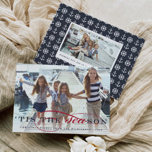 Tis the Season   Nautical Holiday Photo  Card