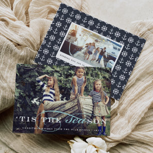 Tis the Season   Nautical Holiday Photo  Card