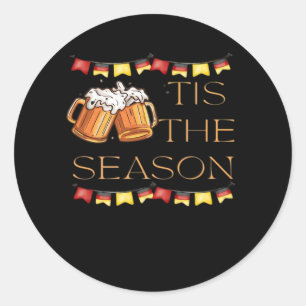 Tis The Season Oktoberfest Fun Beer Festival Fall Classic Round Sticker