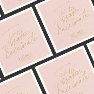 Tis the Season Pale Pink Winter Bridal Shower Napkin