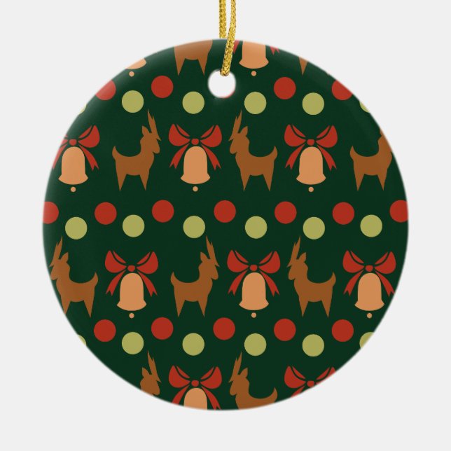 Tis the Season Pattern Ceramic Tree Decoration (Front)