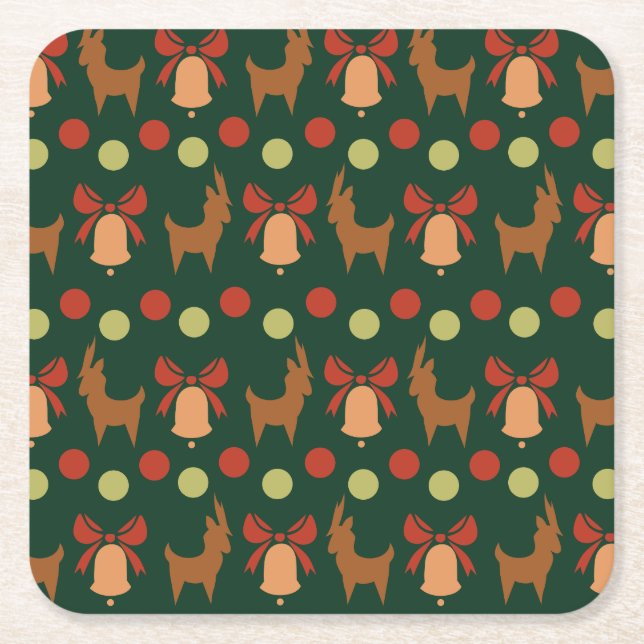 Tis the Season Pattern Square Paper Coaster (Front)