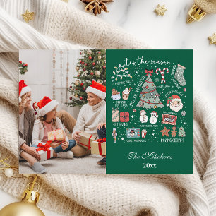 Tis The Season Photo  Retro Green Christmas Holiday Card