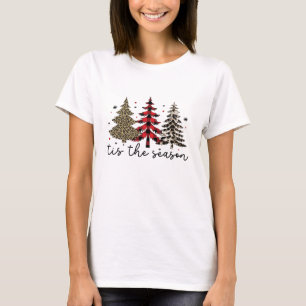 "Tis the Season" Plaid Leopard Christmas Trees T-Shirt