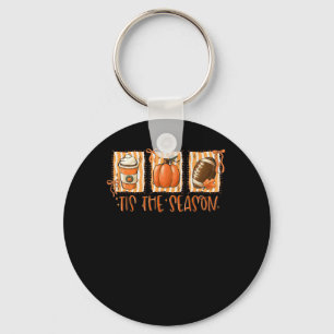 Tis The Season Pumpkin American Football Thanksgiv Key Ring