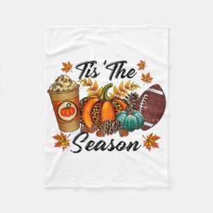Tis The Season Pumpkin And Spice Footbyll Hallowee Fleece Blanket