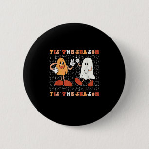 Tis The Season Pumpkin Boo 70s Halloween Costume 6 Cm Round Badge