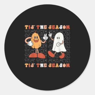 Tis The Season Pumpkin Boo 70s Halloween Costume Classic Round Sticker