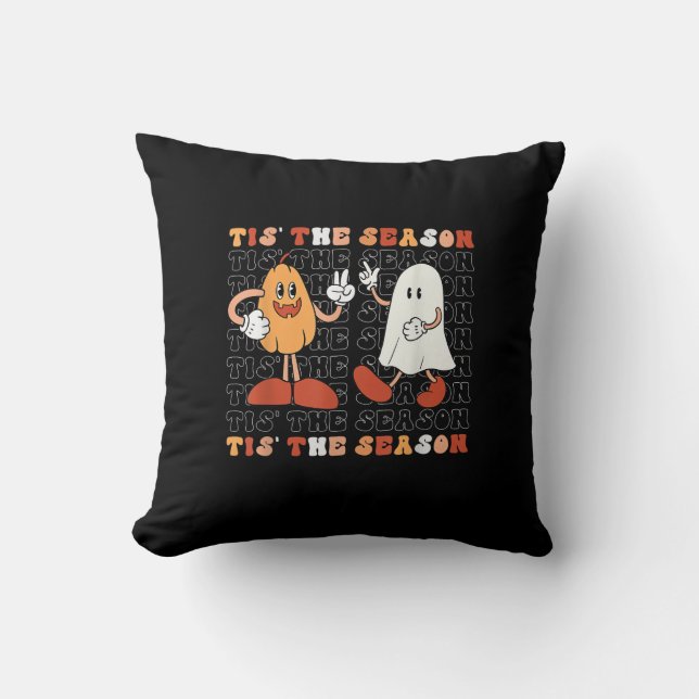 Tis The Season Pumpkin Boo 70s Halloween Costume Cushion (Front)
