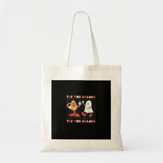 Tis The Season Pumpkin Boo 70s Halloween Costume Tote Bag (Front)