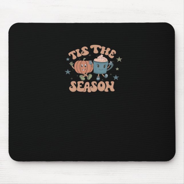 Tis The Season Pumpkin Fall Coffee Retro Mouse Pad (Front)