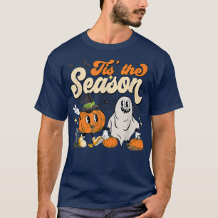 Tis The Season Pumpkin Floral Ghost Hippie Hallowe T-Shirt