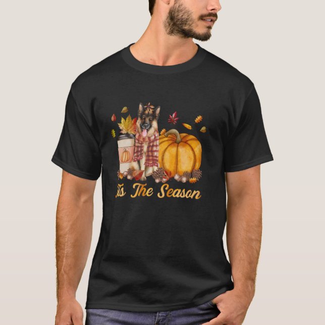 Tis The Season Pumpkin German Shepherd Fall Pumpki T-Shirt (Front)