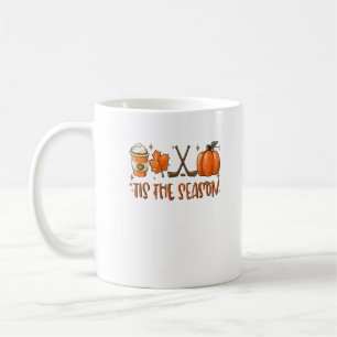 Tis The Season Pumpkin Latte Fall Leaves Thanksgiv Coffee Mug
