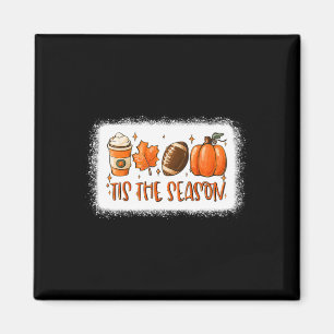 Tis The Season Pumpkin Leaf Latte Fall Football Bl Magnet