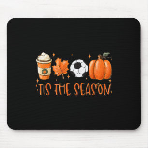 Tis The Season Pumpkin Leaf Latte Fall Soccer Mouse Pad