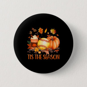 Tis The Season Pumpkin Leaf Latte Fall Softll Tees 6 Cm Round Badge
