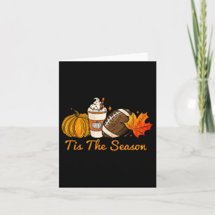 Tis The Season Pumpkin Leaf Latte Fall Thanksgivin Card