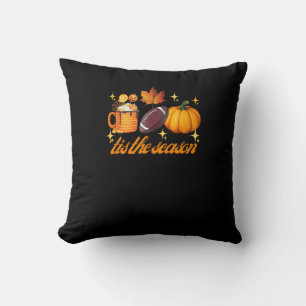Tis The Season Pumpkin Leaf Latte Fall Thanksgivin Cushion