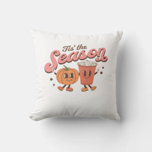 Tis The Season Pumpkin Leaf Latte Fall Thanksgivin Cushion
