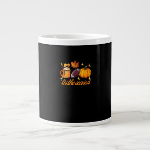 Tis The Season Pumpkin Leaf Latte Fall Thanksgivin Large Coffee Mug