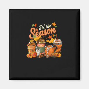 Tis The Season Pumpkin Leaf Latte Fall Thanksgivin Magnet
