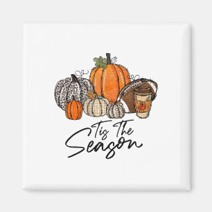 Tis The Season Pumpkin Leaf Latte Fall Thanksgivin Magnet