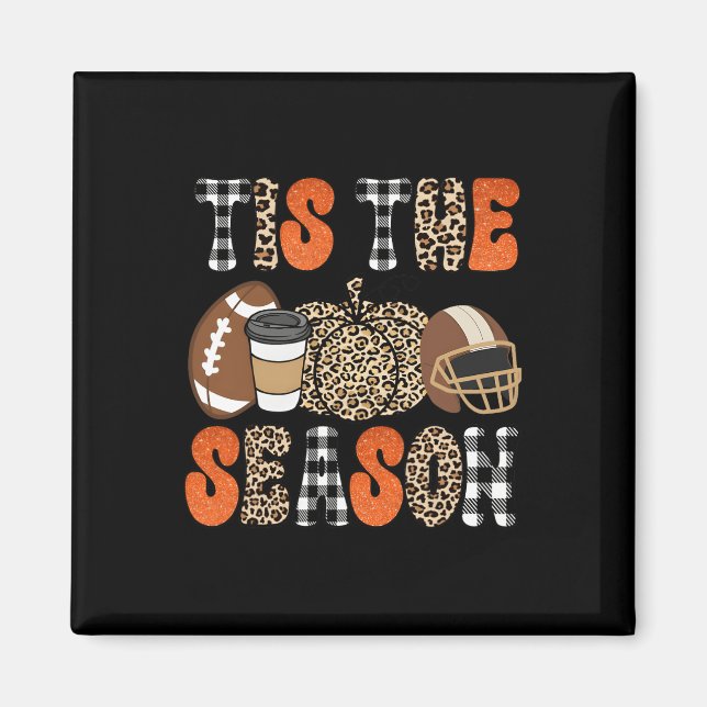 Tis The Season Pumpkin Leaf Latte Fall Thanksgivin Magnet (Front)