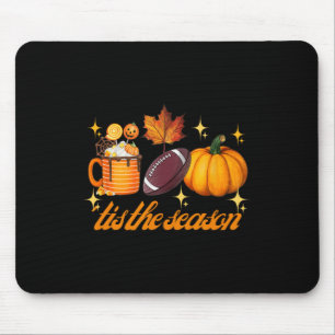 Tis The Season Pumpkin Leaf Latte Fall Thanksgivin Mouse Pad