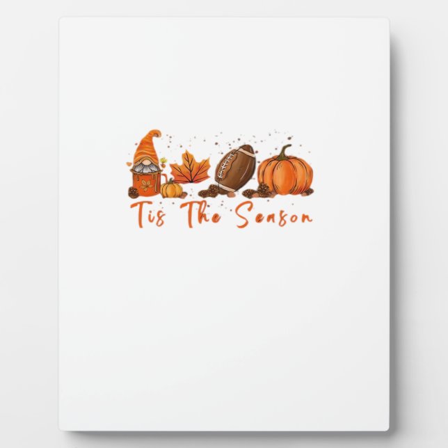 Tis The Season Pumpkin Leaf Latte Fall Thanksgivin Plaque (Front)