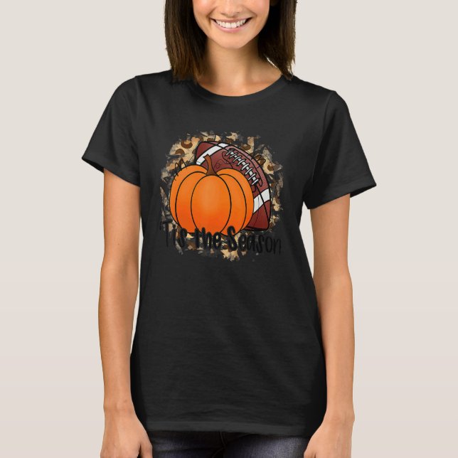 Tis The Season Pumpkin Leaf Latte Fall Thanksgivin T-Shirt (Front)