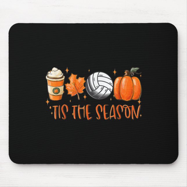 Tis The Season Pumpkin Leaf Latte Fall Volleyball  Mouse Pad (Front)