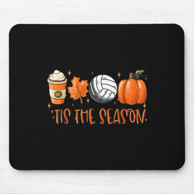 Tis The Season Pumpkin Leaf Latte Fall Volleyball  Mouse Pad (Front)