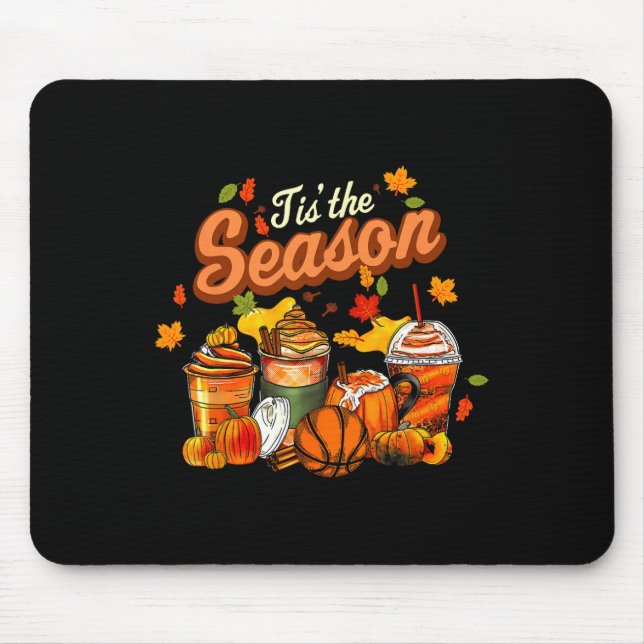 Tis The Season Pumpkin Leaf Latte Fall Volleyball  Mouse Pad (Front)