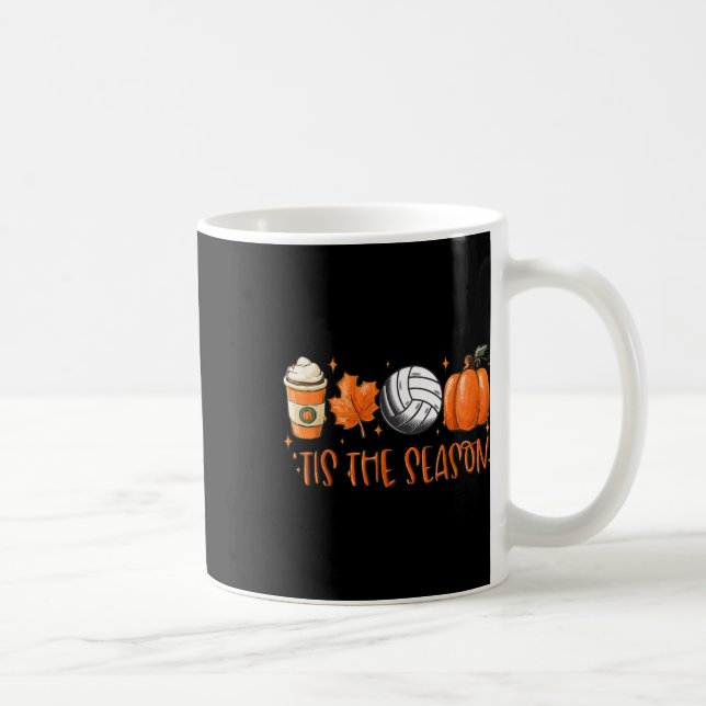 Tis The Season Pumpkin Leaf Latte Fall Volleyll  Coffee Mug (Right)