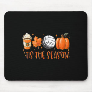 Tis The Season Pumpkin Leaf Latte Fall Volleyll Mouse Pad