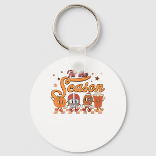 Tis The Season Pumpkin Leaf Latte Football Creativ Key Ring