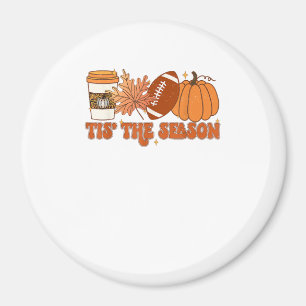 Tis The Season Pumpkin Leaf Thanksgiving Football Magnet