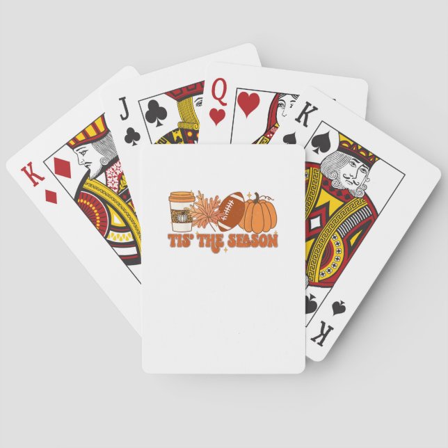 Tis The Season Pumpkin Leaf Thanksgiving Football  Playing Cards (Back)