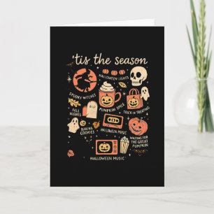 Tis The Season Pumpkin Leaves Autumn Halloween  Card
