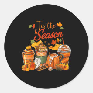 Tis The Season Pumpkin Spice Fall Autumn Halloween Classic Round Sticker