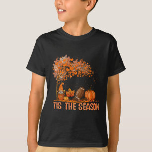 Tis The Season Pumpkin Spice Football Fall Leaves  T-Shirt