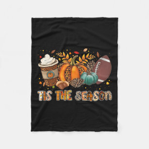 Tis The Season Pumpkin Spice Football Halloween Th Fleece Blanket