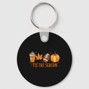 Tis The Season Pumpkin Spice Latte Halloween Fall Key Ring