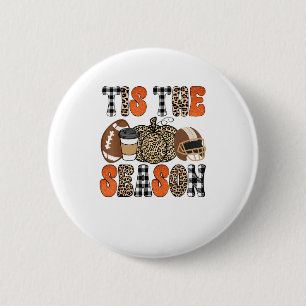 Tis The Season Pumpkin Thanksgiving Football Funny 6 Cm Round Badge
